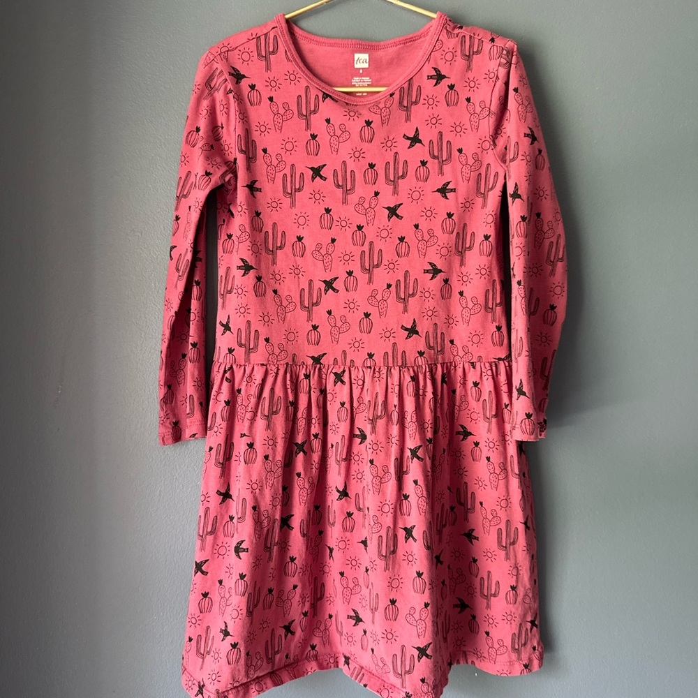 Tea collection Pink Cactus Print Long Sleeve Dress